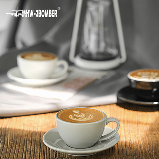 MHW-3BOMBER轰炸机咖啡拿铁杯咖啡杯 家用意式拉花杯 简约陶瓷杯碟280ml 280ML-米白色