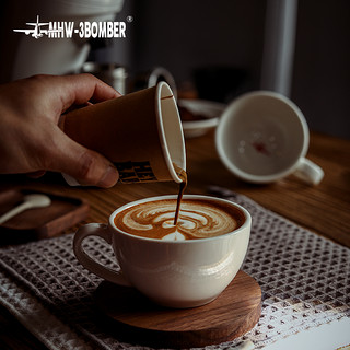 MHW-3BOMBER轰炸机咖啡拿铁杯咖啡杯 家用意式拉花杯 简约陶瓷杯碟280ml 280ML-米白色