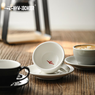 MHW-3BOMBER轰炸机咖啡拿铁杯咖啡杯 家用意式拉花杯 简约陶瓷杯碟280ml 280ML-米白色