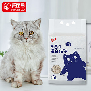 IRIS 爱丽思 5合1混合猫砂豆腐膨润土除臭高效结团无尘 6L/2.5kg 单包装