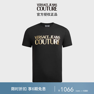 VERSACE 范思哲 Jeans Couture男装24春夏男士LOGO印花短袖T恤 黑色 XL XL(190/100B) BLACK-G89黑色