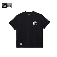 NEW ERA 纽亦华 2024新款MLB腰果花运动短袖T恤透气情侣NY印花 -黑色-NY L