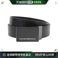 EMPORIO ARMANI 男士腰带黑色皮质免打孔复古简约