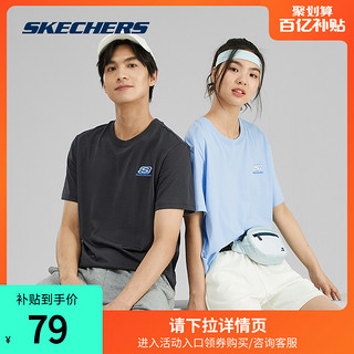 SKECHERS 斯凯奇 正品奥莱 男女宽松情侣舒适印花T恤圆领运动短袖