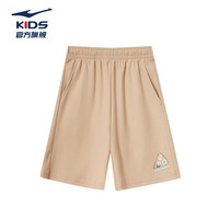 鸿星尔克（ERKE）童装童中性针织裤儿童夏季运动五分裤燕麦卡其170