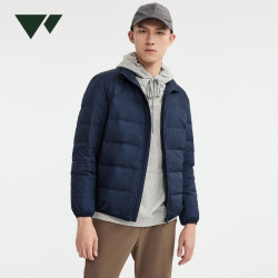 防泼水羽绒服 男短款 冬季运动轻薄外套立领男装易打理 102(深蓝)