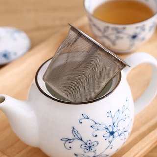 千代源 日式陶瓷茶具套装 小蓝芽线唐草蓝凛堂福字家用茶杯茶壶 线唐草茶具 3件