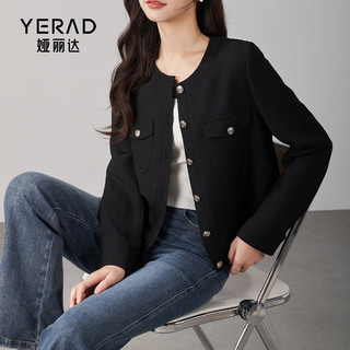 娅丽达（YERAD）法式优雅气质小香风外套女2024春装小个子通勤短款上衣 黑色(A0) S