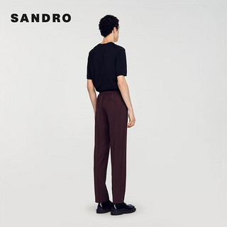 SANDRO2024春夏男装法式简约抽绳系带直筒休闲裤SHPPA01144 751/黑棕色 36