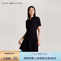 TOMMY HILFIGER【莱赛尔微弹】24春夏女装通勤V领针织POLO连衣裙42535 藏青色DW5 XL