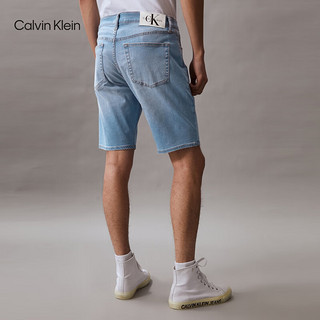 Calvin Klein Jeans24春夏男士经典标牌洗水微弹休闲牛仔短裤J325421 1AA-牛仔浅蓝 31