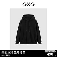 GXG 男装 商场同款多色休闲加绒连帽卫衣 23年冬季GEX13126604 黑色 185/XXL