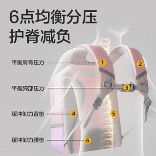 得力得力儿童书包女生小5S护脊男生减负大容量背包一到三年级 樱花粉中号-送同色补习袋笔袋