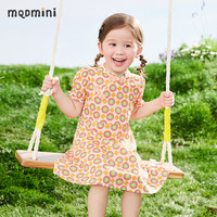 MQDMINI童装女童裙子儿童连衣裙女孩短袖旗袍外出服 旗袍花朵 110