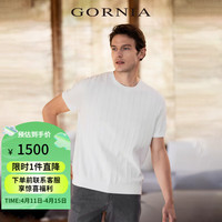 格罗尼雅(GORNIA)男士短袖针织棉麻舒适微弹百搭中年T恤GAW23284041 白色 170/92B