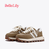 Bella Lily2024春季低帮经典阿甘鞋女厚底老爹鞋潮流运动鞋子 棕色 35