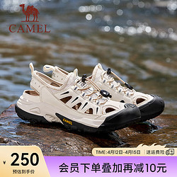 CAMEL 骆驼 2024夏季户外凉鞋透气软弹舒适免系徒步休闲鞋 G24M342616 米白女 37