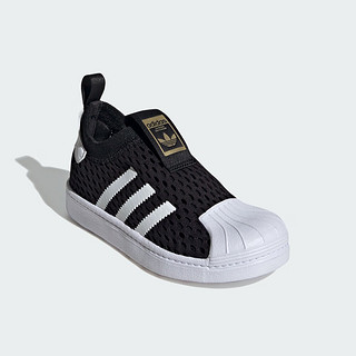 adidas SUPERSTAR 360一脚蹬贝壳头运动板鞋男小童阿迪达斯三叶草 黑色/白/金 31码