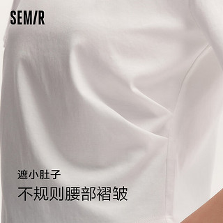 森马（Semir）森柔棉|短袖T恤女短款小心机显瘦2024夏纯棉上衣 本白10102 165/88A/L