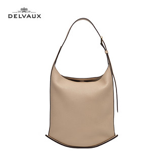 Delvaux24春夏女包女士手提包单肩腋下包Pin Hobo MM包包 季风棕