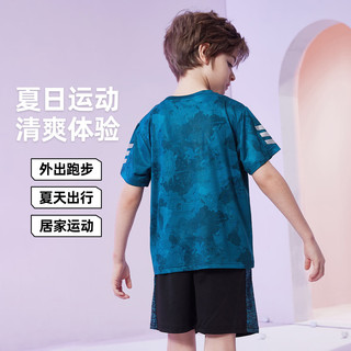 ASK JUNIOR男童套装2024夏薄款透气短袖t恤短裤快干运动跑步两件套140