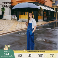 Teenie Weenie【凉感】小熊2024年夏季高腰锥形休闲裤薄款长裤 深蓝色 165/M