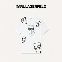 Karl Lagerfeld卡尔拉格斐轻奢老佛爷男装 24夏款KLlogo钉珠印花休闲短袖T恤 本白 50