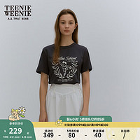 Teenie Weenie【水柔棉】小熊2024年夏季印花白色短袖T恤时尚 深灰色 165/M