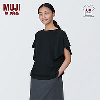 无印良品（MUJI）女式凉感防紫外线罩衫T恤防晒衣服女款夏季夏日早春 BB2PBA4S 黑色 L （165/88A）