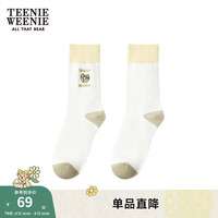 Teenie Weenie小熊女装2024年夏季拼色中筒袜袜白色袜子女 象牙白 FRE