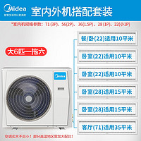 Midea 美的 中央空调一拖四风管机一拖三五5p小多联机一级变频冷暖家用嵌入式客厅卧室厨房空调卡机电 大6匹 一级能效 160一拖六 包安装