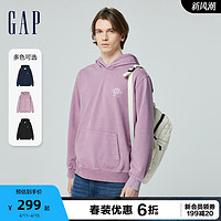 Gap 盖璞 男女装2024春季新款纯棉INDIGO复古水洗连帽卫衣上衣890971