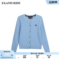 E·LAND KIDS【夹心饼干】童装2024年早春女童圆领针织开衫 L/Blue浅蓝色/51 120cm