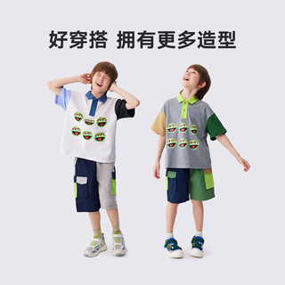 M.Latin/马拉丁童装儿童T恤24夏女大童趣味时髦polo衫短袖T恤 浅杂灰 120cm