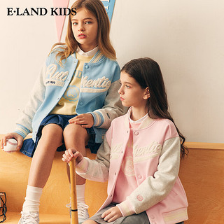 E·LAND KIDS童装2024春男女童复古休闲撞色棒球服夹克外套 Red红色/20 120cm