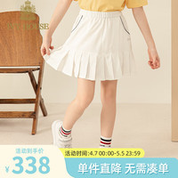 IVY HOUSE常春藤儿童装女童2024夏季 柔软垂顺百褶短裙梭织半身裙运动 米白色 110cm