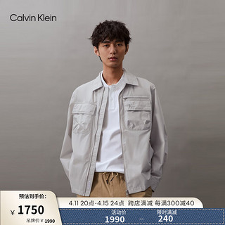 卡尔文·克莱恩 Calvin Klein Jeans24春夏男士刺绣贴袋拉链衬衫领工装夹克外套J325507 PC8-银河灰 L