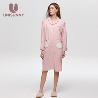 unisunny睡裙产后哺乳睡衣孕期家居裙子可外穿春夏款喂奶坐月子连衣裙 粉色 L
