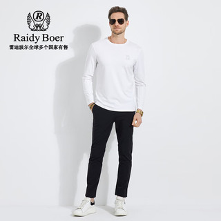 Raidy Boer/雷迪波尔【皇冠图案】高频浮雕烫钻皇冠长袖T恤男6008 白色  160/44/XS