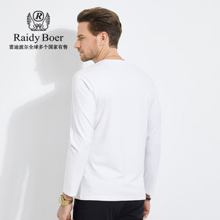 Raidy Boer/雷迪波尔【皇冠图案】高频浮雕烫钻皇冠长袖T恤男6008 白色  160/44/XS