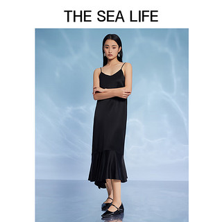 THE SEA LIFE欧海一生 优雅连衣裙24春夏不规则设计顺滑10219-1 黑法师 S