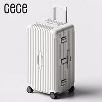 cece轻音行李箱铝框PC拉杆箱大容量旅行箱包登机箱密码箱子男女 白色 20英寸-常规箱型(可登机)