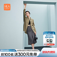 海澜之家（HLA）长袖时尚衬衫女春季24时尚条纹休闲衬衣女装 咖色条纹W0 170/92A XL121-140斤