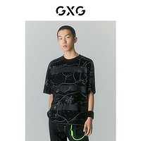 GXG奥莱 多色多款简约休闲宽松圆领短袖T恤男士合集 2024年夏季 黑色艺术线条T恤GD1440610D 170/M