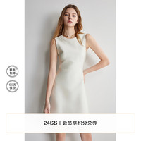 欧时力 丝光小黑裙2024新夏白裙短款礼服无袖连衣裙 米白 S