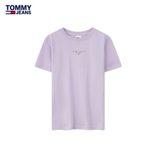 TOMMY JEANS【美式休闲】24春夏女装纯棉平纹针织净色刺绣T恤17828 浅紫色W06 S