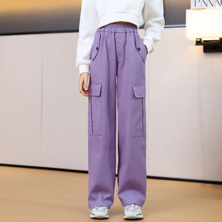 优优1点（Yoyo one）2024女童套装时髦洋气春秋儿童运动衣服女孩卫衣大童休闲春装 4832白色短款+15052紫色 160cm