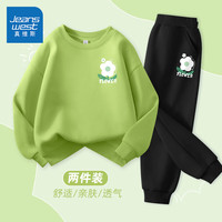 真维斯童装 JEANSWEST JNR女童卫衣春秋款2024儿童衣服洋气女孩春季套装紫色休闲春装 薄荷绿/绿小花K-黑/绿小花K 120