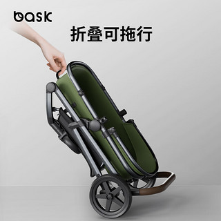 bask婴儿推车0-3岁用可坐可躺宝宝轻便可折叠高景观双向婴儿车 墨绿色【享惠】