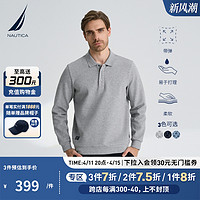 NAUTICA 诺帝卡 男装春季棉混纺珠地T恤长袖POLO衫男KO2314